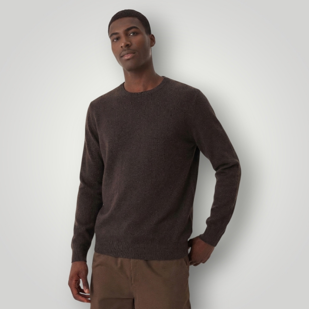 Rodd & Gunn Men's Large Crewneck Sweater Optim‎ Wool Cashmere Merino Blend Brown